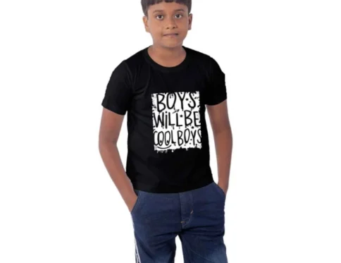 Generic Boys Cotton Will Be Cool Half Sleeve TShirt (Black)