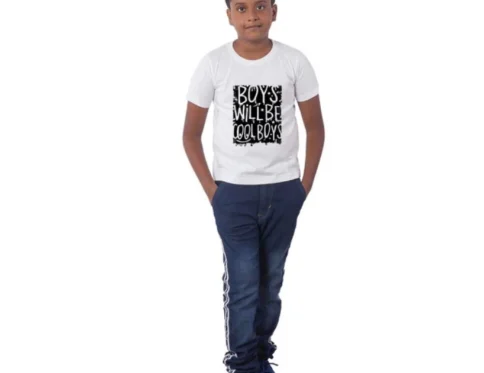 Generic Boys Cotton Will Be Cool Half Sleeve TShirt (White)