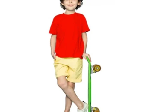 Generic Boys Cotton Plain Half Sleeve TShirt (Red)