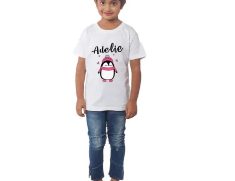 Generic Girls Cotton Adelie Half Sleeve TShirt (White)