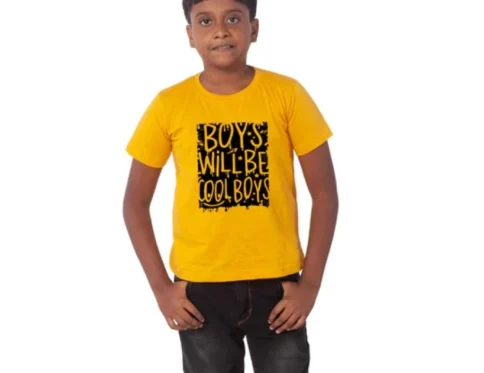 Generic Boys Cotton Will Be Cool Half Sleeve TShirt (Mustard)