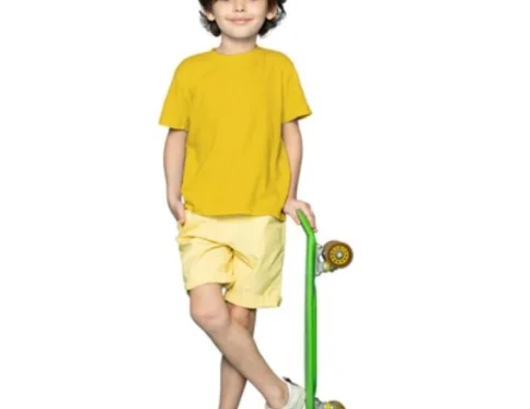 Generic Boys Cotton Plain Half Sleeve TShirt (Yellow)