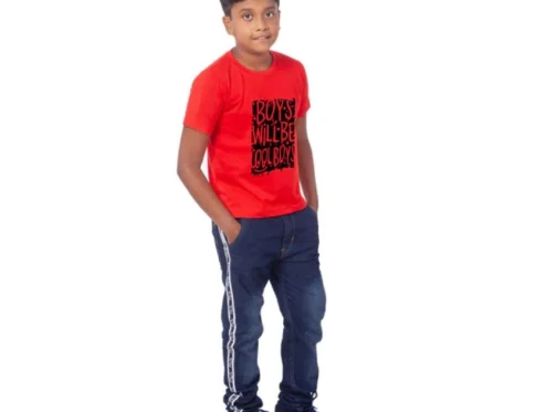 Generic Boys Cotton Will Be Cool Half Sleeve TShirt (Red)