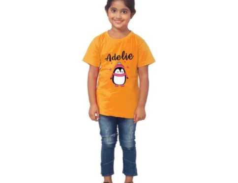 Generic Girls Cotton Adelie Half Sleeve TShirt (Mustard)