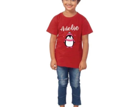 Generic Girls Cotton Adelie Half Sleeve TShirt (Maroon)