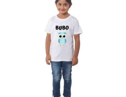 Generic Girls Cotton Bubo Half Sleeve TShirt (White)
