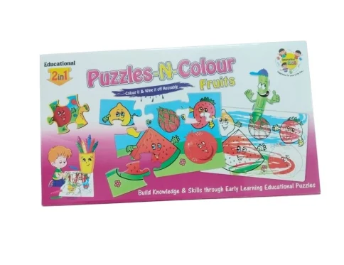 2 In 1 Puzzle & ColorsFtruit | Cardboard | Educational Toys| 3+ Years