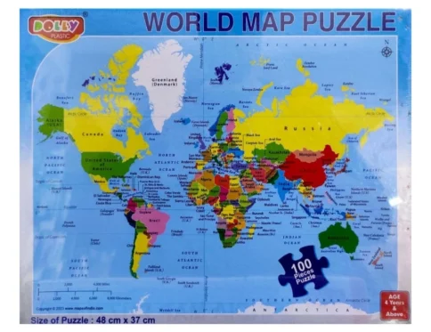 World Map Puzzle | Cardboard | Educational Toys | 3+ Years