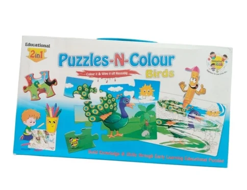 2 In 1 Puzzle & Colors Birds |   Cardboard  |   Educational Toys| 3+ Years