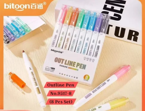 8_PCs Set Outline Pen No.9517-8 | Plastic | Stationery | 5+ Years