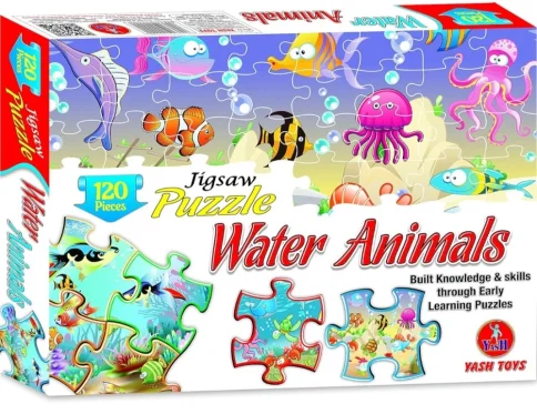 120_Pcs Jigsaw Puzzle Water Animals Set | Cardboard | Educational Toys | 4+ Years