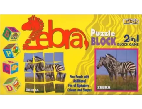 2 In 1 Zebra Puzzle And Blocks | Cardboard | Educational Toys | 3+ Years