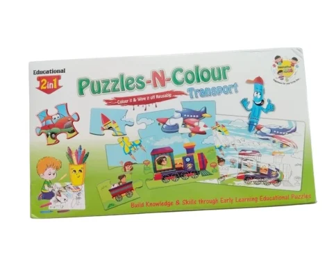 2 In 1 Puzzle & Colors-Transport |   Cardboard  |   Educational Toys| 3+ Years