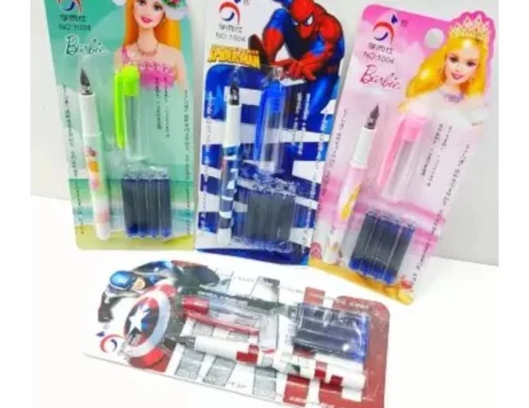 Pack Of_4 Fountain pen with four Blue Ink Cartridges | Plastic | Stationery | 5+ Years