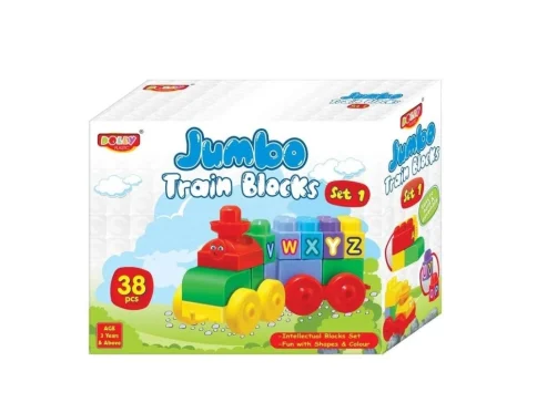 38_Pcs Set Jumbo Train Blocks | Plastic | Educational Toys | 3+ Years