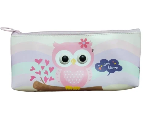 Pack Of_2 Owl Cartoon Printed Pencil Poch |   Canvas  |   Stationery | 3+ Years