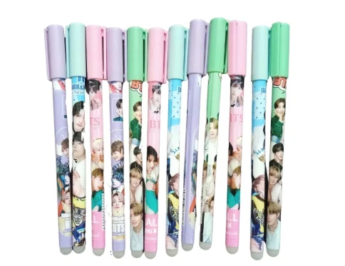 12_Pcs Set BTS Theme Reusable Pencil | Plastic, Metal | Stationery | 3+ Years