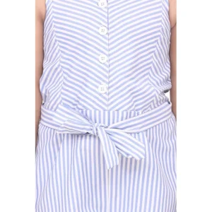 Generic Girl's Polyester Cotton Blend Striped Sleeveless Jumpsuit (Light Blue)