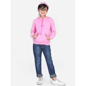 Generic Girl's Fleece Embellished Long Sleeves Sweatshirt (Light Pink)