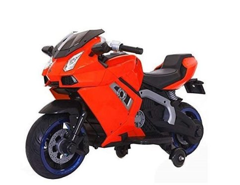 Battery Operated Electric Sports Ride on Battery Bike for 1 to 6 Years Kids/Boys/Girls with 12V Battery Operated/Music System/Working Lights/Training Wheels-Red