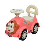 Ayaan Toys – Monkey Face Ride On Car for Kids 1–4 Years | Push Ride On with Backrest & Steering Wheel | Pink Baby Ride On Toy | Indoor Outdoor Foot-to-Floor Car