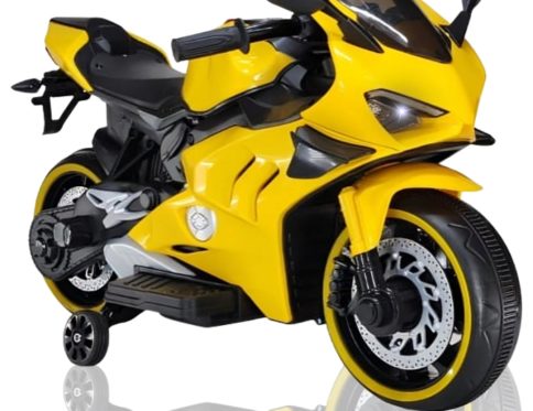 Yamaha RR Kids Electric Ride-On Motorcycle – 12V Battery Powered Yellow Sports Bike